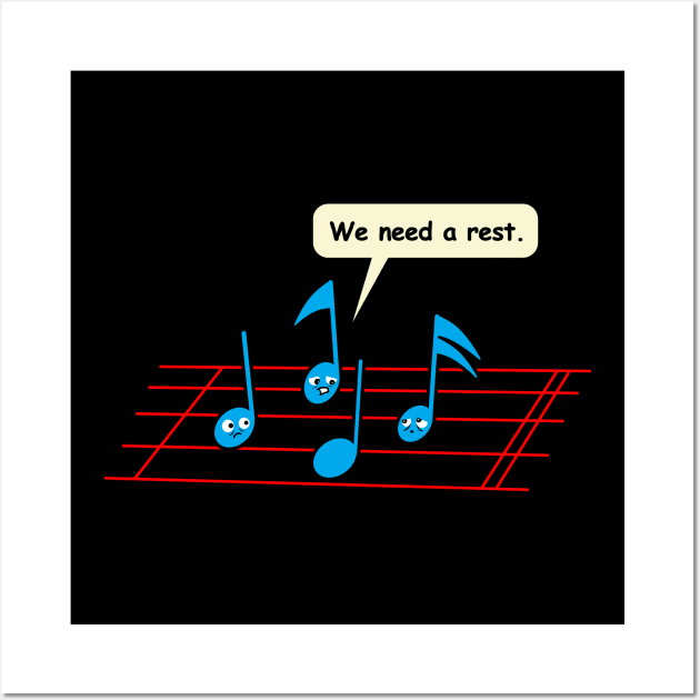 Funny Music Notes Staff Original Musician Clever Cartoon Gift For Musicians And Music Teacher Wall Art by BoggsNicolas